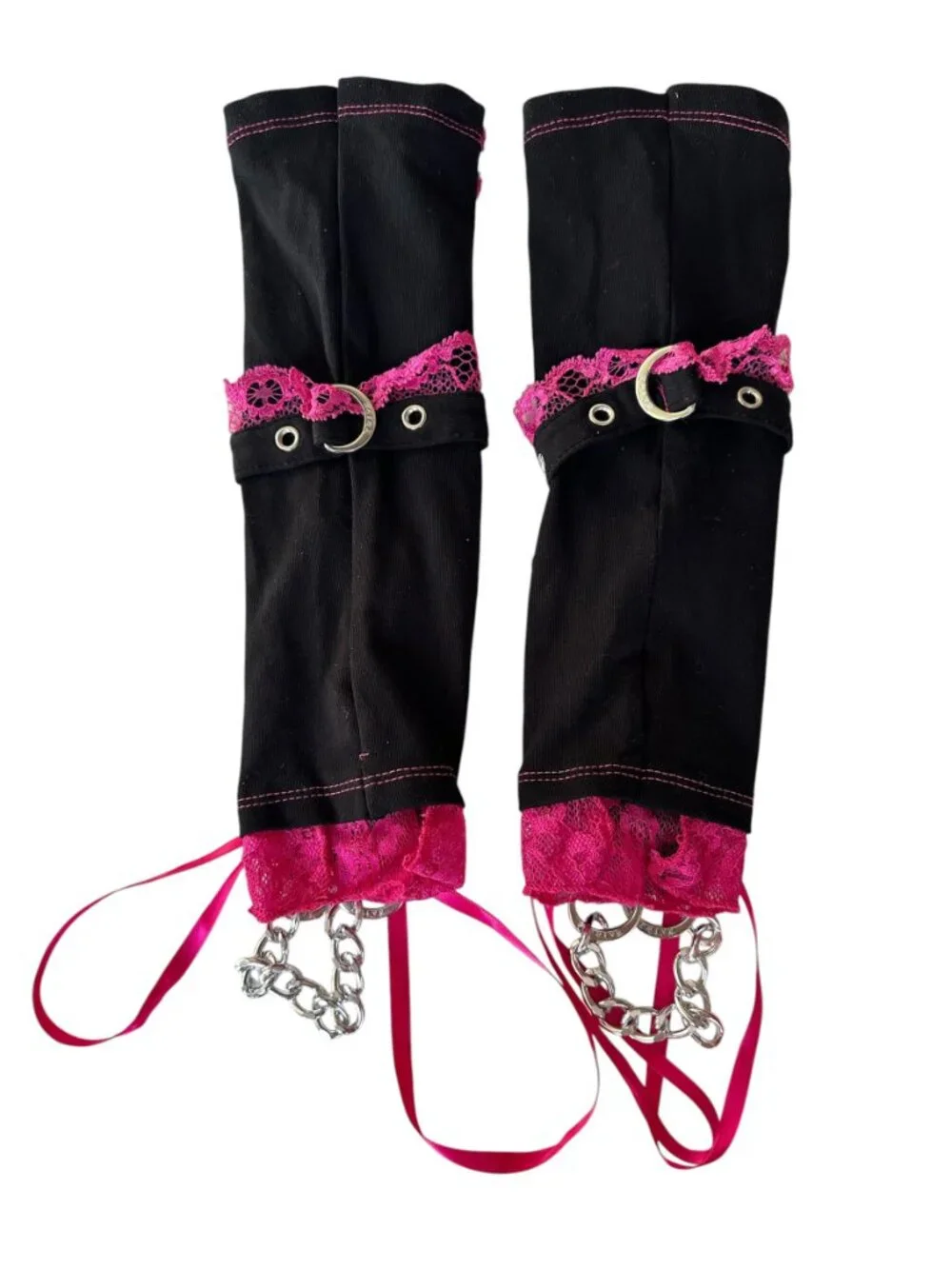 Tripp NYC Hot Pink Lolita Lace Up Gloves OS